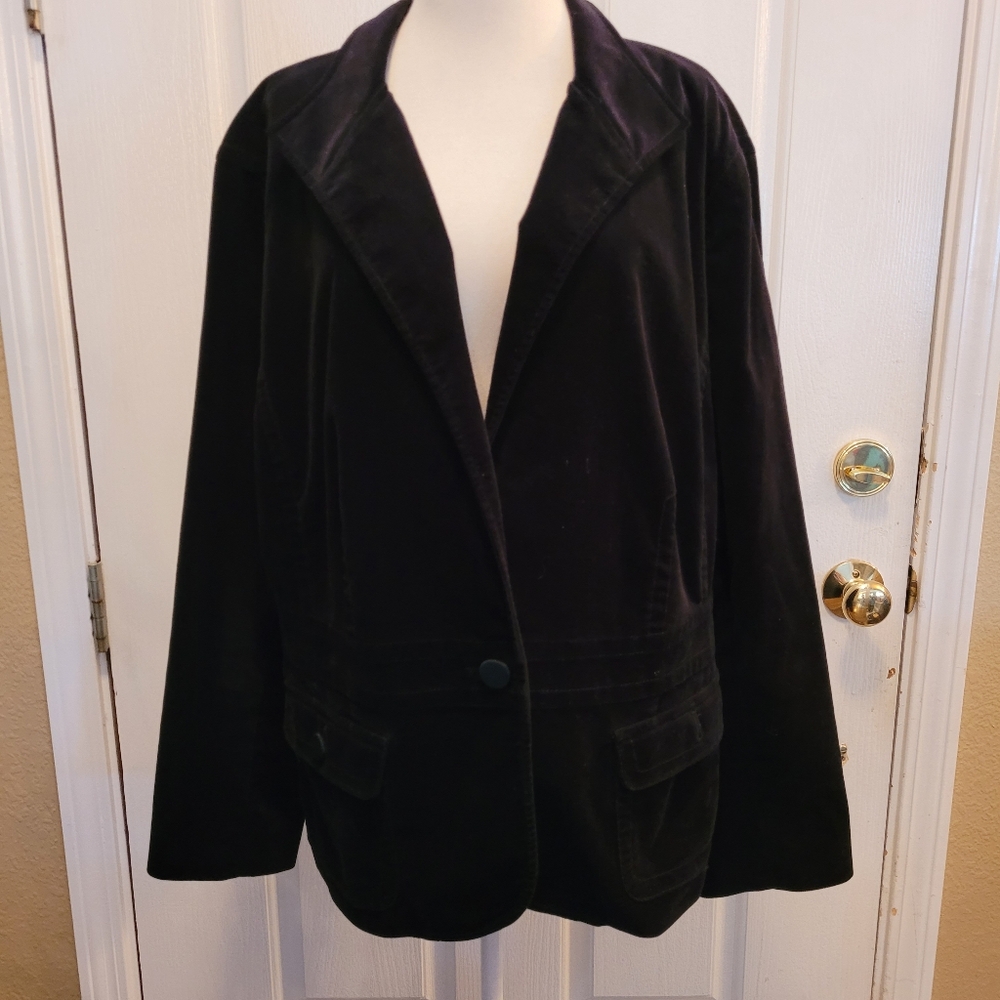 New Talbots Black Velvet Blazer Jacket Party Cocktail Formal Sexy Size 20 20W